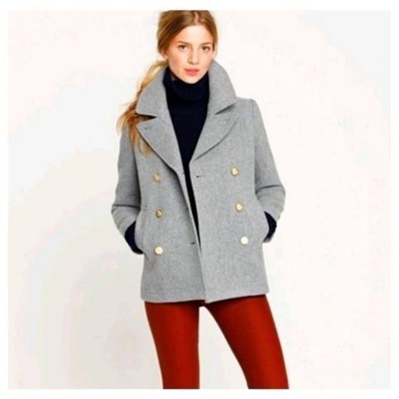 J. Crew Stadium Cloth Nello Gori Pea Coat Double Breasted Gold Buttons size 6 T - Picture 3 of 14